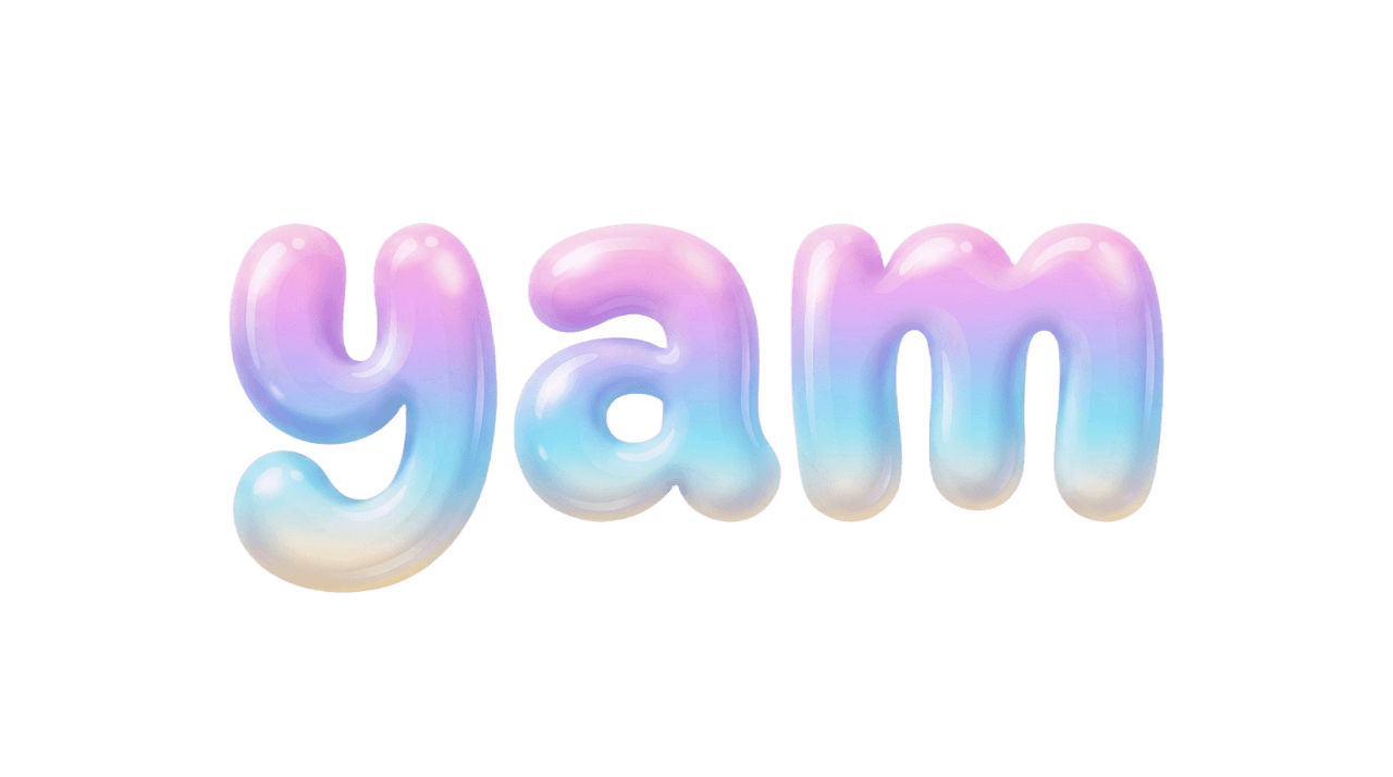 Yam Studios puffy 3D logo text — playful brand identity
